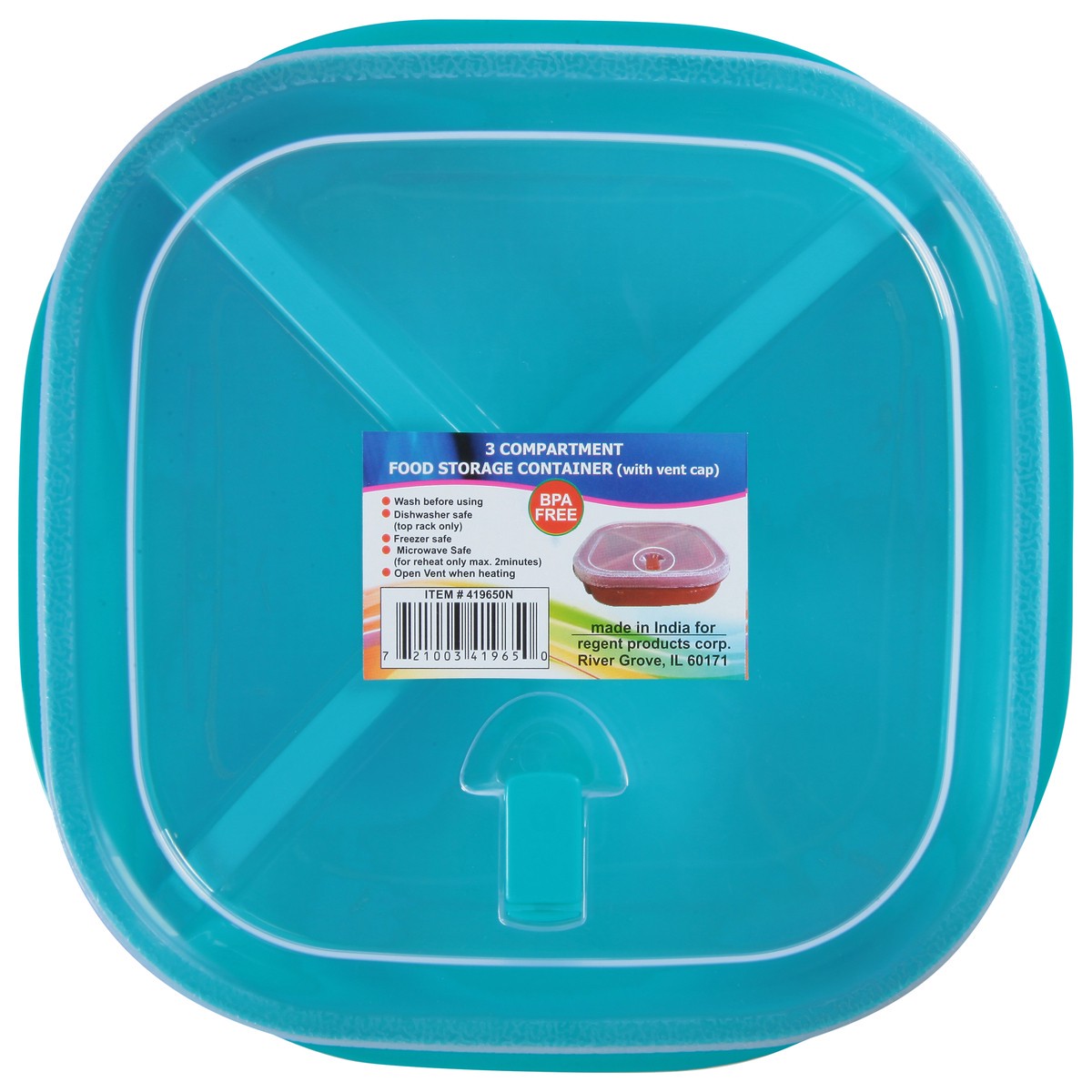 slide 10 of 12, Regent Products 3 Compartment Food Storage Container with Vent Cap 1 ea, 1 ct