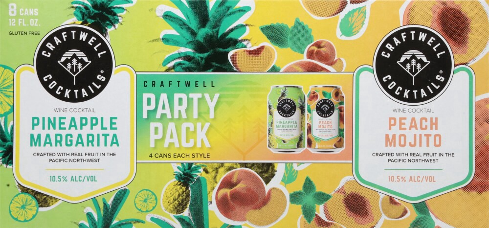 slide 4 of 5, Craftwell Cocktails Pineapple Margarita/Peach Mojito Wine Cocktail Party Pack 8 - 12 fl oz Cans, 8 ct; 12 fl oz