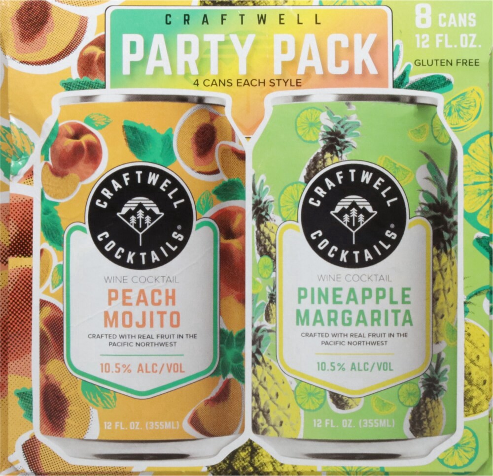slide 3 of 5, Craftwell Cocktails Pineapple Margarita/Peach Mojito Wine Cocktail Party Pack 8 - 12 fl oz Cans, 8 ct; 12 fl oz