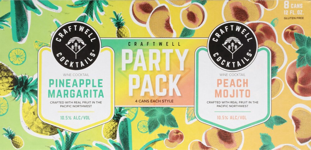 slide 2 of 5, Craftwell Cocktails Pineapple Margarita/Peach Mojito Wine Cocktail Party Pack 8 - 12 fl oz Cans, 8 ct; 12 fl oz