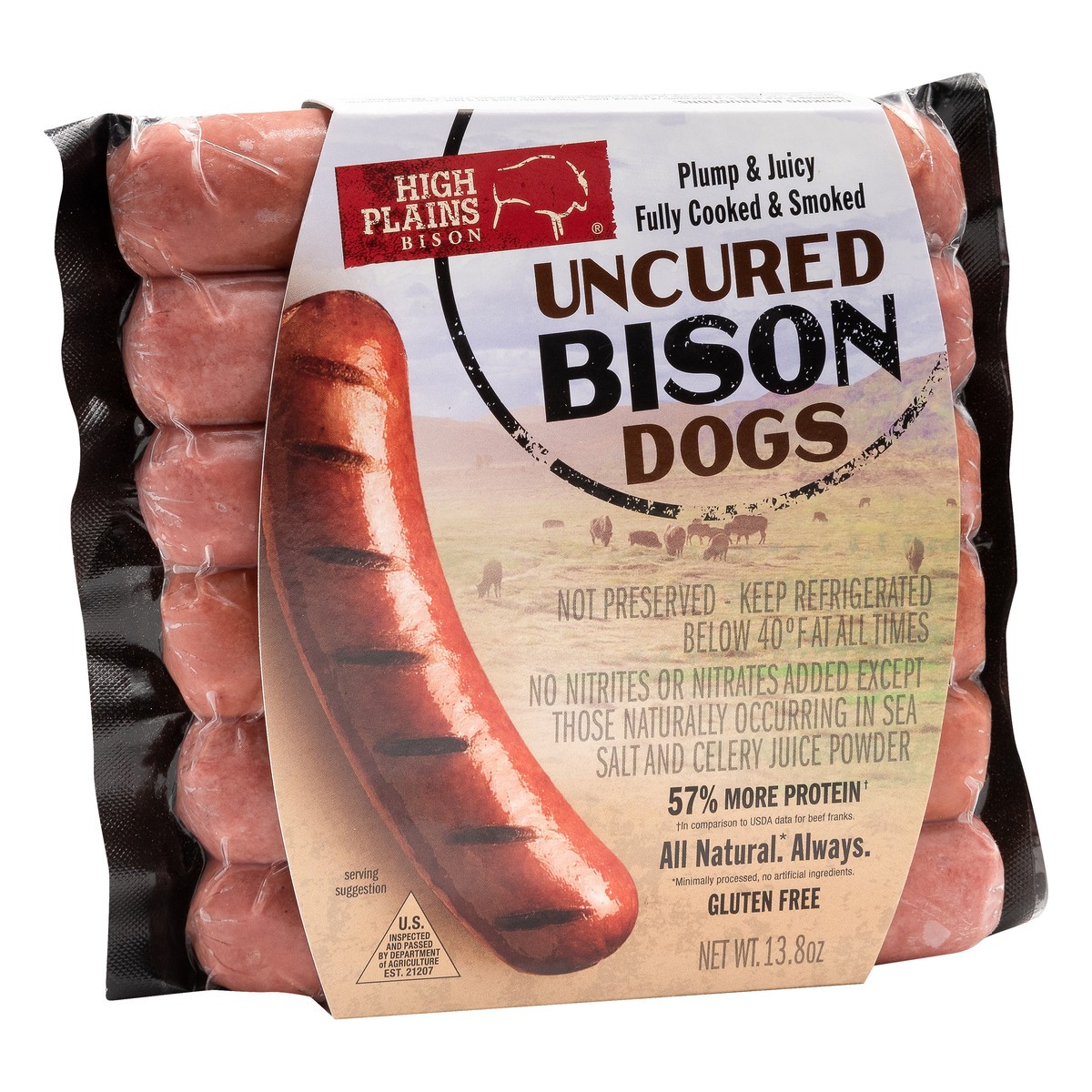 slide 6 of 10, High Plains Bison Uncured Bison Dogs 13.8 oz, 13.8 oz