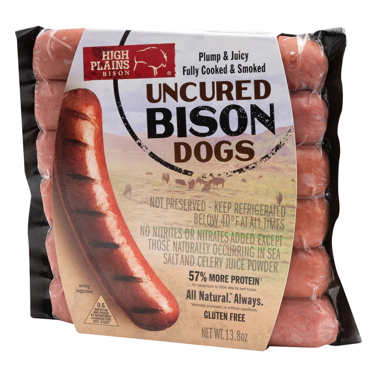 slide 2 of 10, High Plains Bison Uncured Bison Dogs 13.8 oz, 13.8 oz