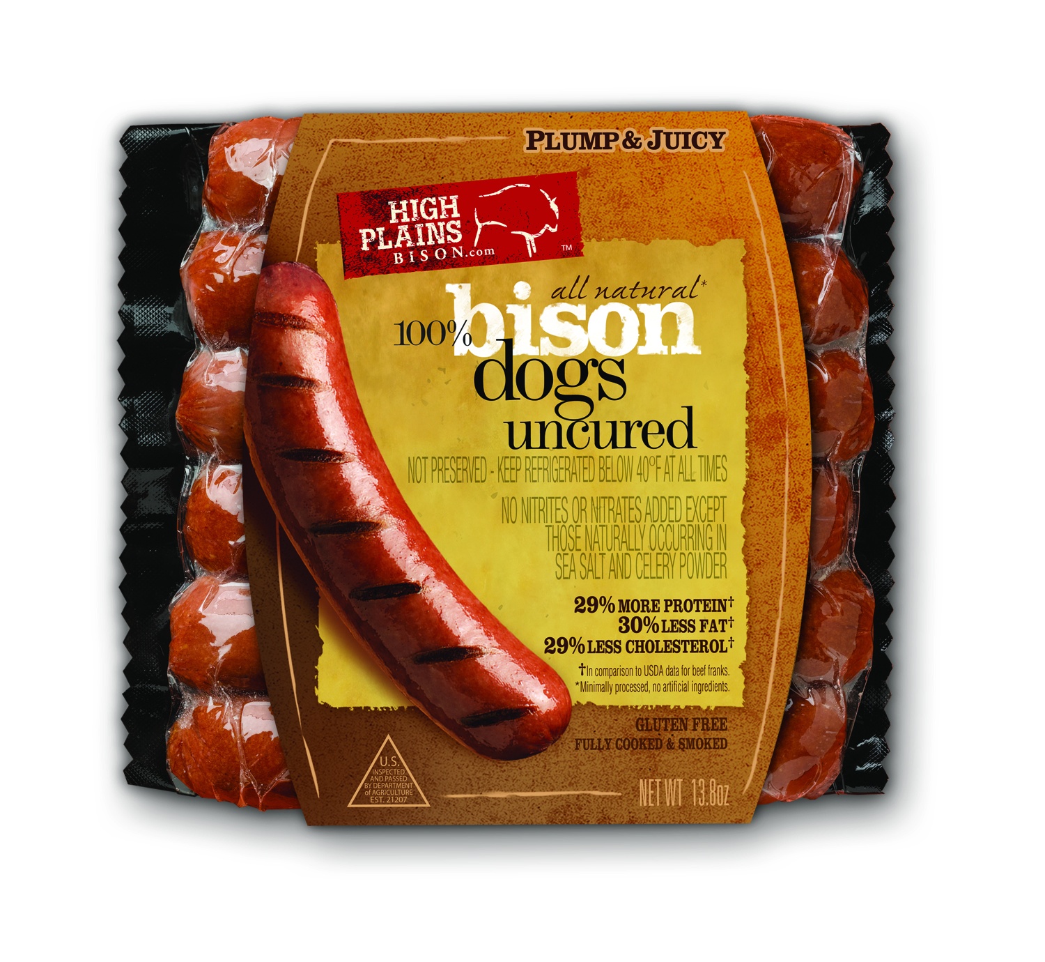 slide 1 of 1, High Plains Bison High Plains 100% Natural Bison Hot Dog, 13.8 oz