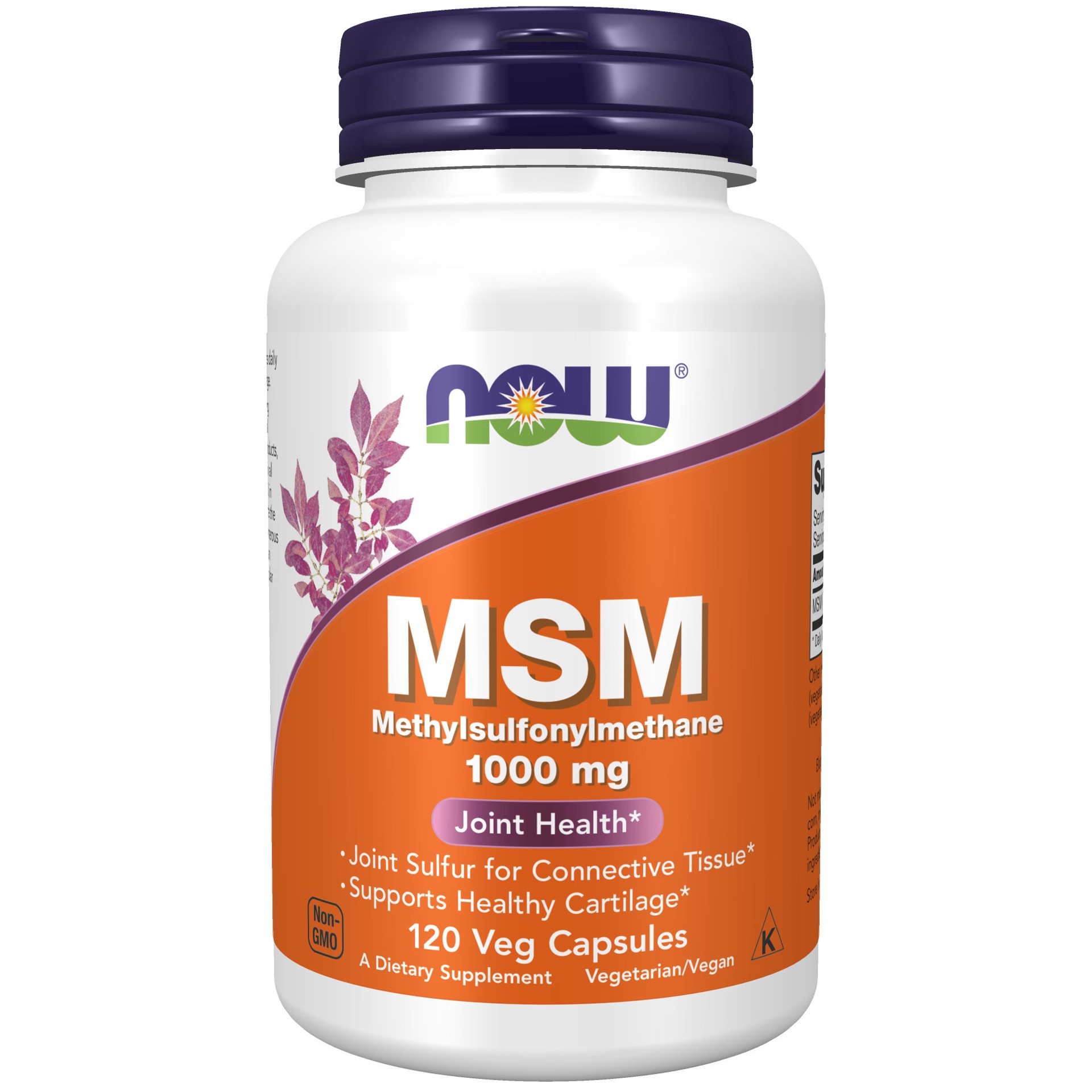 slide 1 of 2, NOW MSM 1000 mg - 120 Veg Capsules, 120 ct