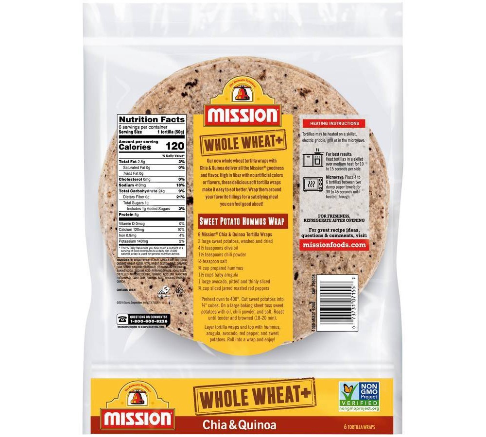 slide 3 of 4, Mission Tortilla Wraps 6 ea, 6 ct