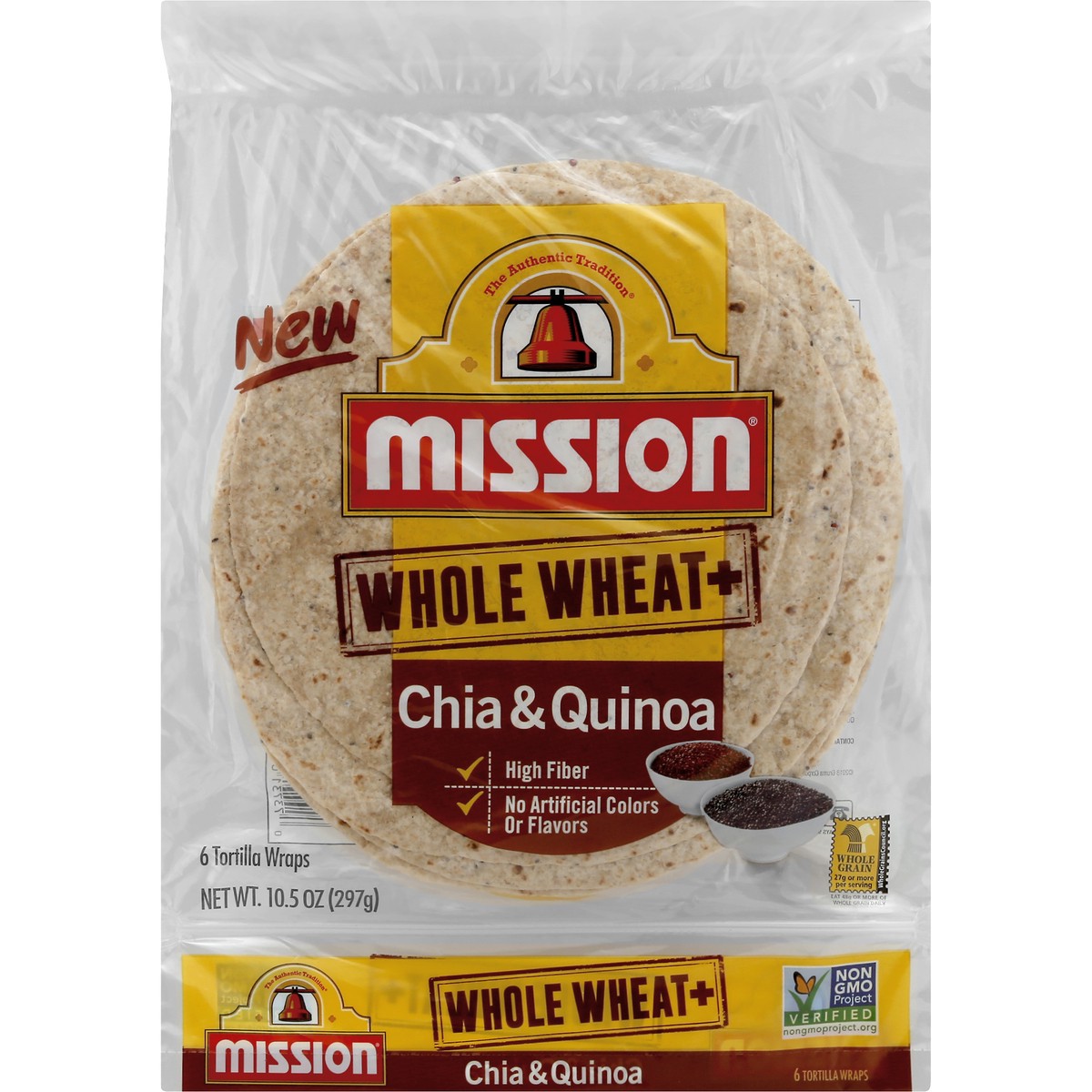 slide 7 of 8, Mission 8" Whole Wheat Chia & Quinoa Tortillas, 6 ct; 1.75 oz