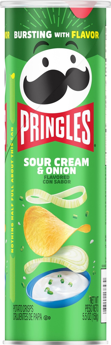 slide 2 of 10, Pringles Potato Crisps Chips, Lunch Snacks, On The Go Snacks, Sour Cream and Onion, 5.5 oz