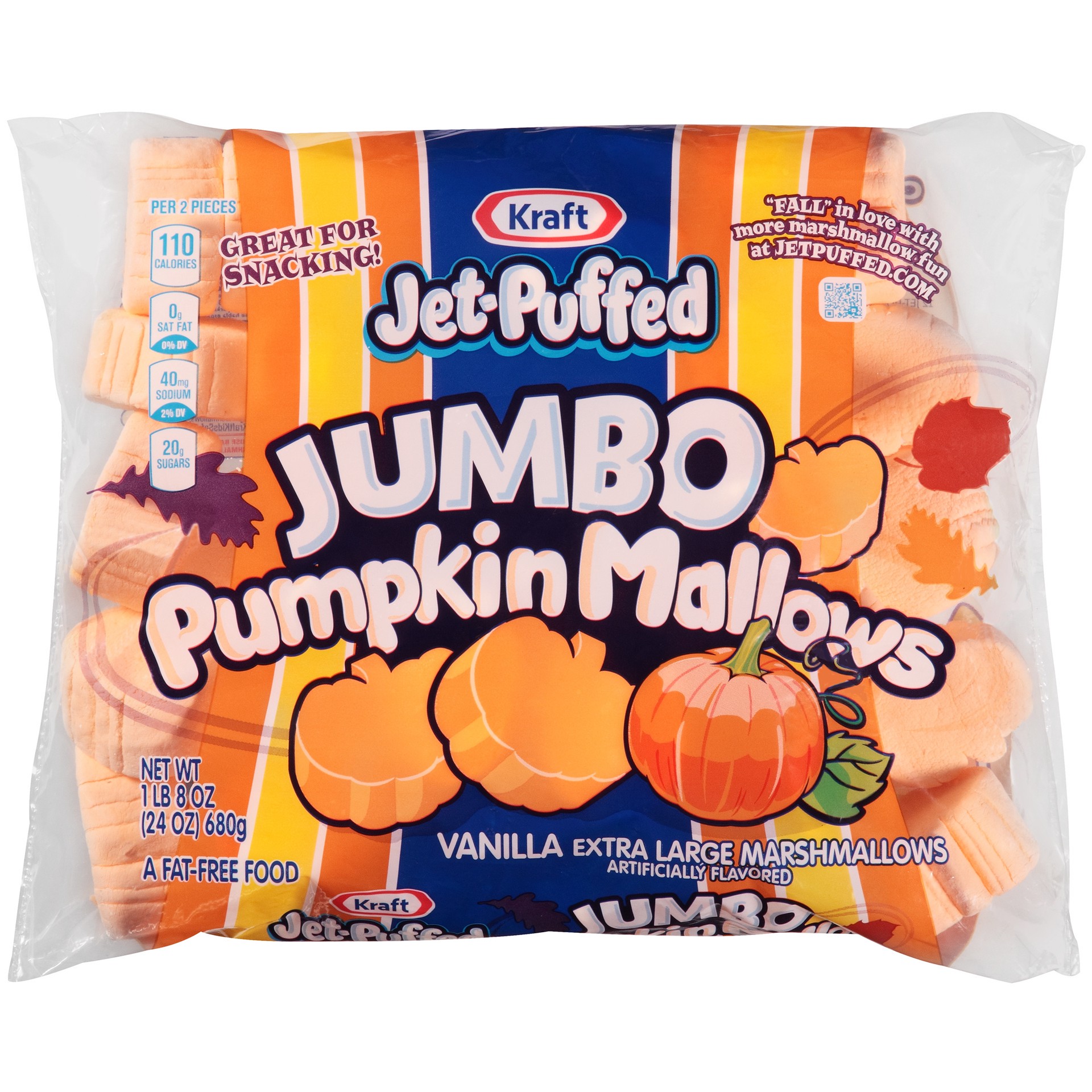 slide 1 of 5, Jet-Puffed Jumbo Mallows Pumpkin Marshmallows, 24 oz Wrapper, 1.5 lb