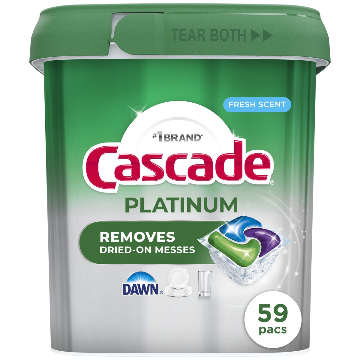 slide 1 of 10, Cascade Platinum Action Pacs, Dishwasher Detergent, Fresh, 59ct, 59 ct