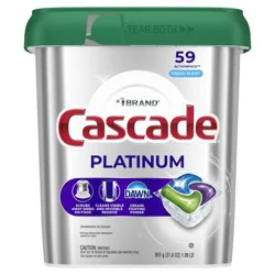 Cascade Platinum Dishwasher Pods, Dishwasher Detergent, Dish Detergent Soap, Fresh, 59 Count