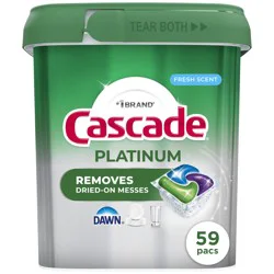 Cascade Platinum Dishwasher Pods, Dishwasher Detergent, Dish Detergent Soap, Fresh, 59 Count