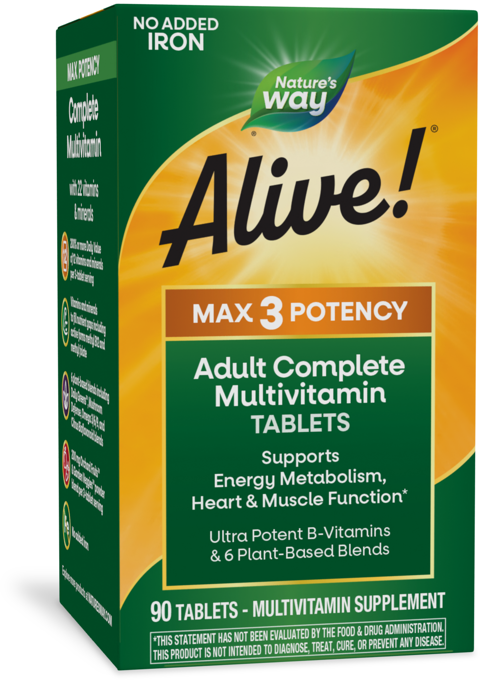 slide 1 of 7, Nature's Way Alive! Max3 Daily Multivitamin (No Iron), 90 ct