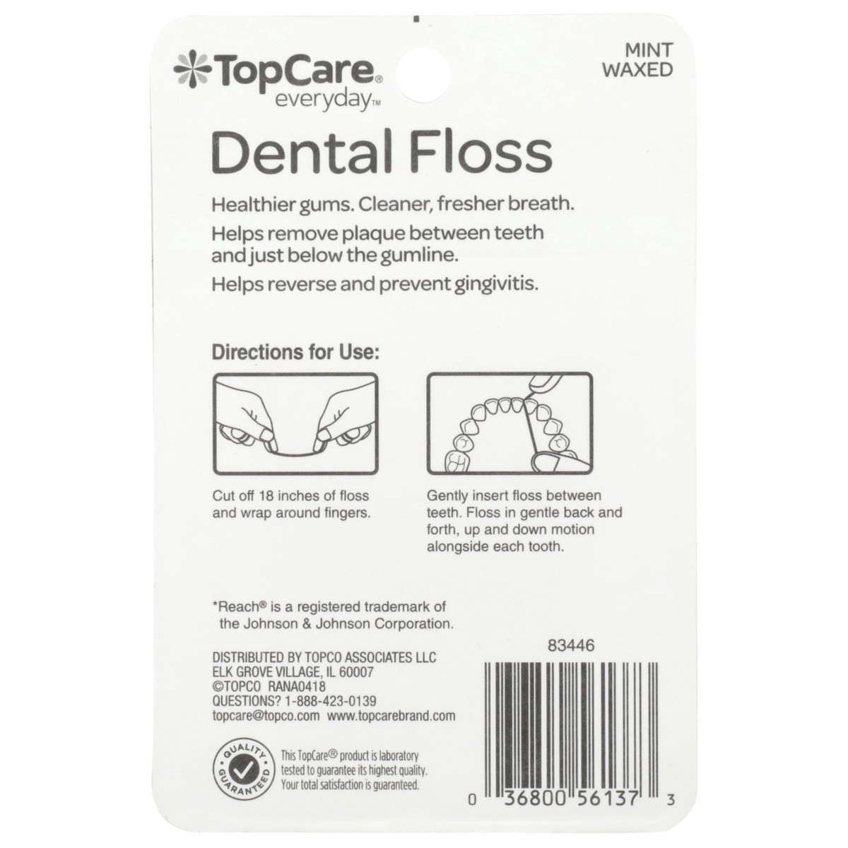 slide 2 of 8, Topcare Dental Floss Mint, 100 yd