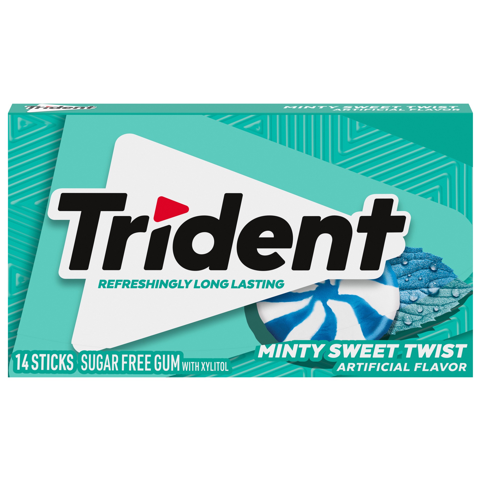 slide 1 of 13, Trident Minty Sweet Twist Sugar Free Gum, 14 Piece Pack, 0.94 oz