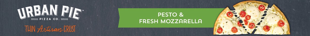 slide 3 of 13, Urban Pie Pizza Co. Thin Artisan Crust Pesto & Fresh Mozzarella Pizza 16.9 oz, 16.9 fl oz