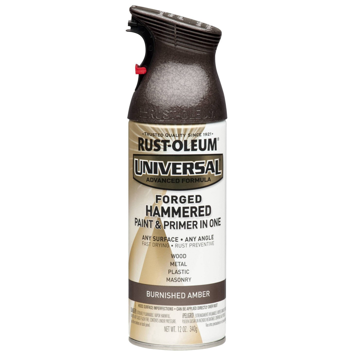 slide 2 of 25, Rust-Oleum 12oz Universal Forged Hammered Spray Paint Burnished Amber, 12 oz