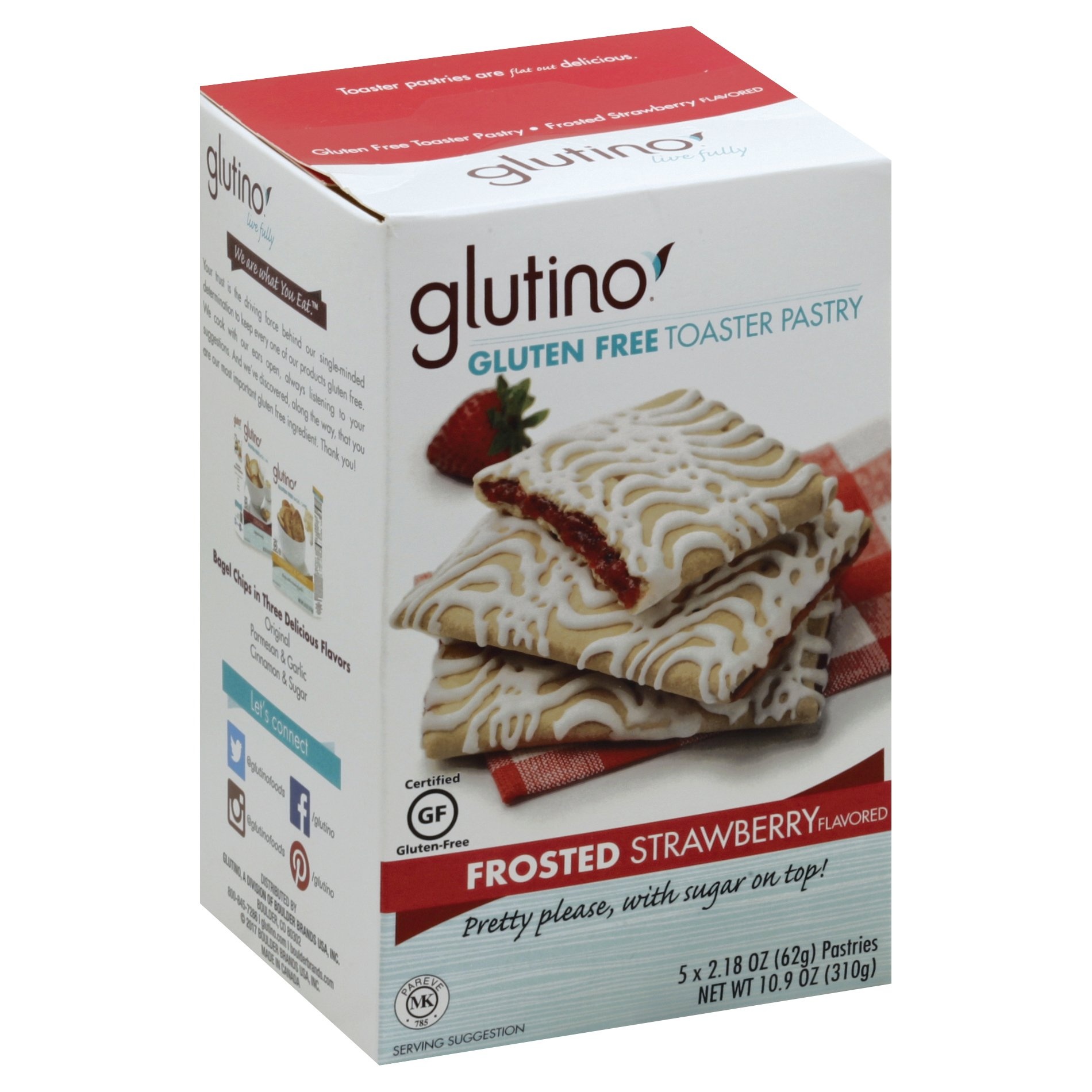 slide 1 of 4, Glutino Gluten Free Frosted Strawberry Toaster Pastries, 5 ct; 2.18 oz