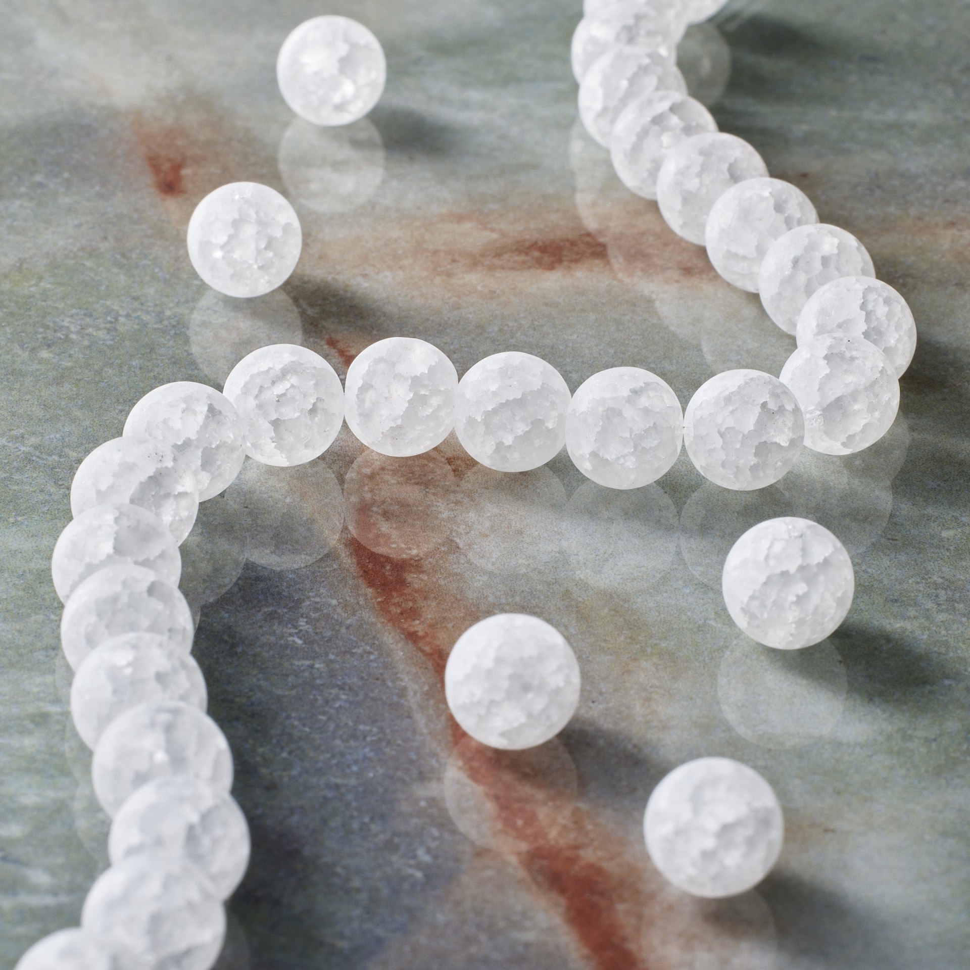 slide 3 of 3, White Cracked Quartz Round Beads By Bead Landing, 8 mm
