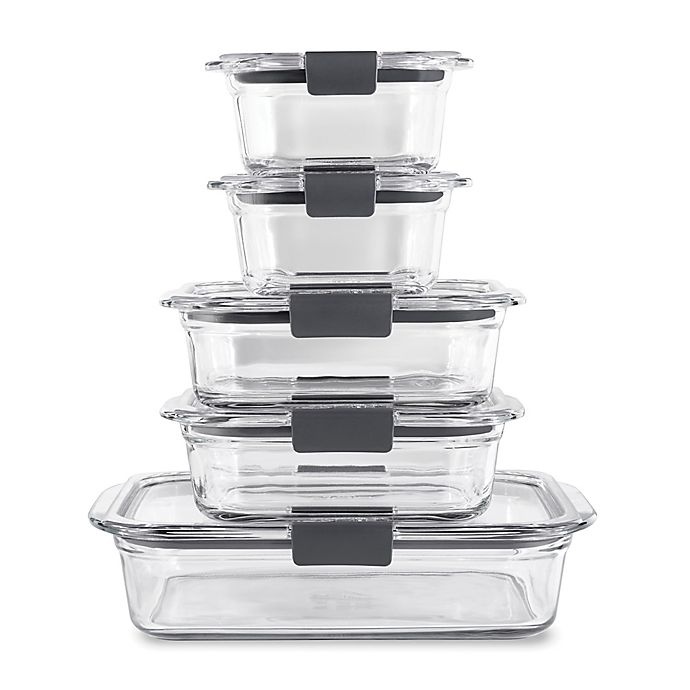 slide 1 of 5, Rubbermaid Brilliance Glass Storage Containers Set, 10 ct