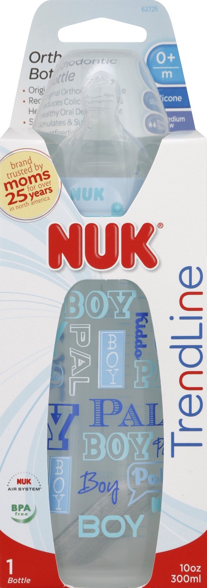 slide 5 of 6, Nuk Bottle Baby Talk Ortho, 10 oz