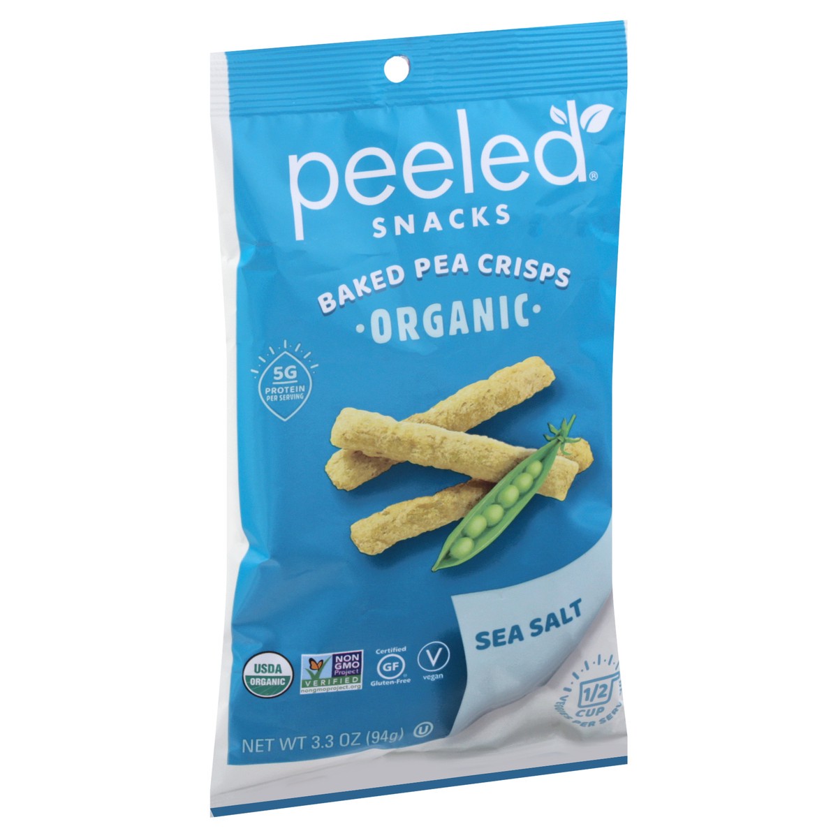 slide 2 of 9, Peeled Snacks Organic Sea Salt Baked Pea Crisps 3.3 oz, 3.3 oz