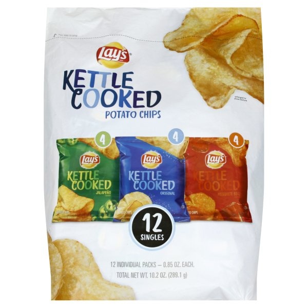 slide 1 of 3, Lay's Kettle Cooked Potato Chips Variety Pack, 10.2 oz