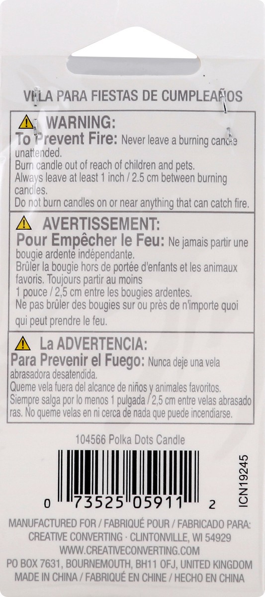 slide 5 of 9, Creative Converting Polka Dots 3 Inch Birthday Candle 1 ea, 1 ct