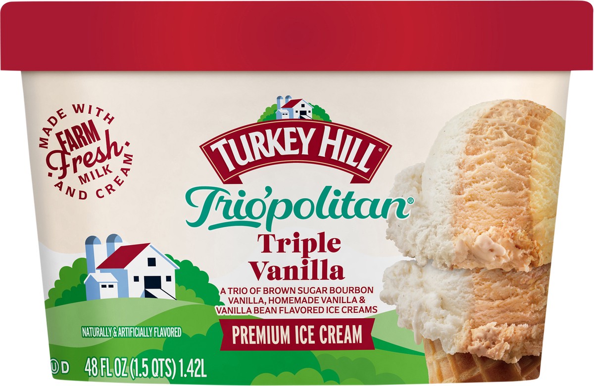 slide 1 of 10, Turkey Hill Triple Vanilla, 48 fl oz