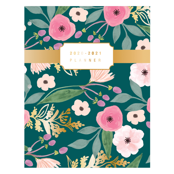 slide 1 of 3, Office Depot Brand Monthly Academic Planner, 8-1/4'' X 10-3/4'', Floral, July 2020 To June 2021, Odus1933-028, 1 ct