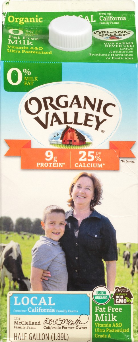 slide 4 of 12, ORGANIC VALLEY Skim (Fat Free) Organic Milk - Ultra Pasteurized, 64 oz, 64 oz