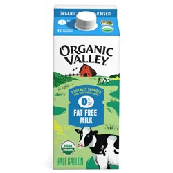 Organic Valley 1% Milkfat Organic Fat Free Milk 0.5 gal