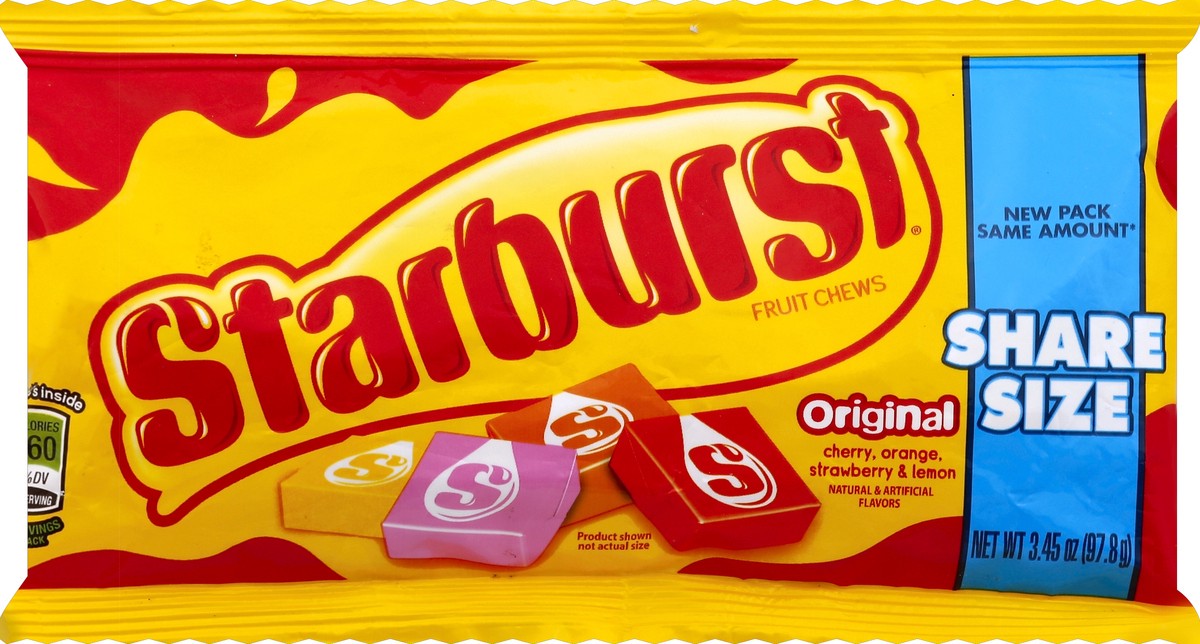 slide 3 of 5, Starburst Original Fruit Chews Candy Share Size Pack, 3.45 ounce, 3.45 oz