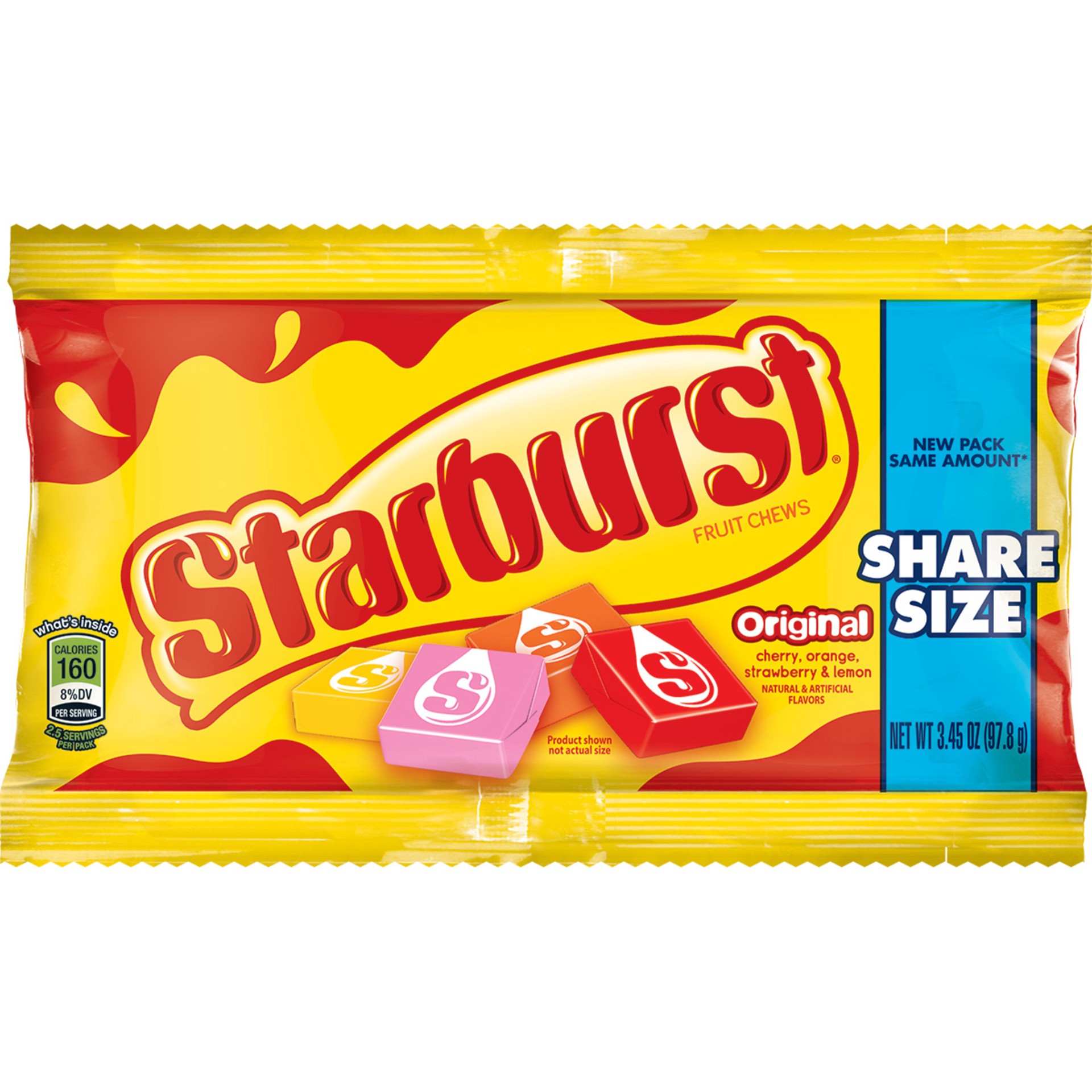 slide 1 of 5, Starburst Original Fruit Chews Candy Share Size Pack, 3.45 ounce, 3.45 oz