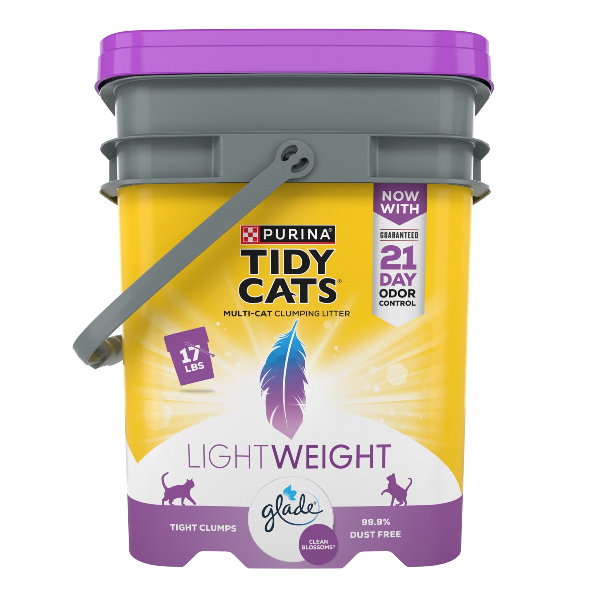slide 1 of 8, Tidy Cats Purina Tidy Cats LightWeight, Low Dust, Clumping Cat Litter Odor Control, LightWeight Glade Clean Blossoms Multi Cat Litter - 17 lb. Pail, 17 lb