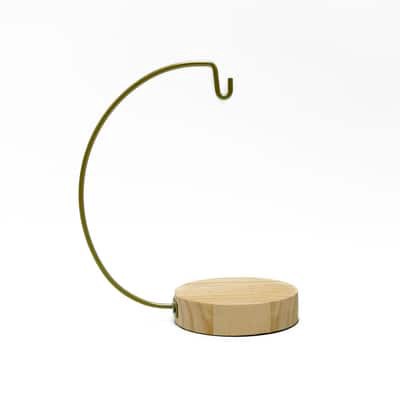 slide 1 of 4, 8" Gold Metal Ornament Hanger With Natural Wood Base By Ashland, 75 in x 4 in x 8 in