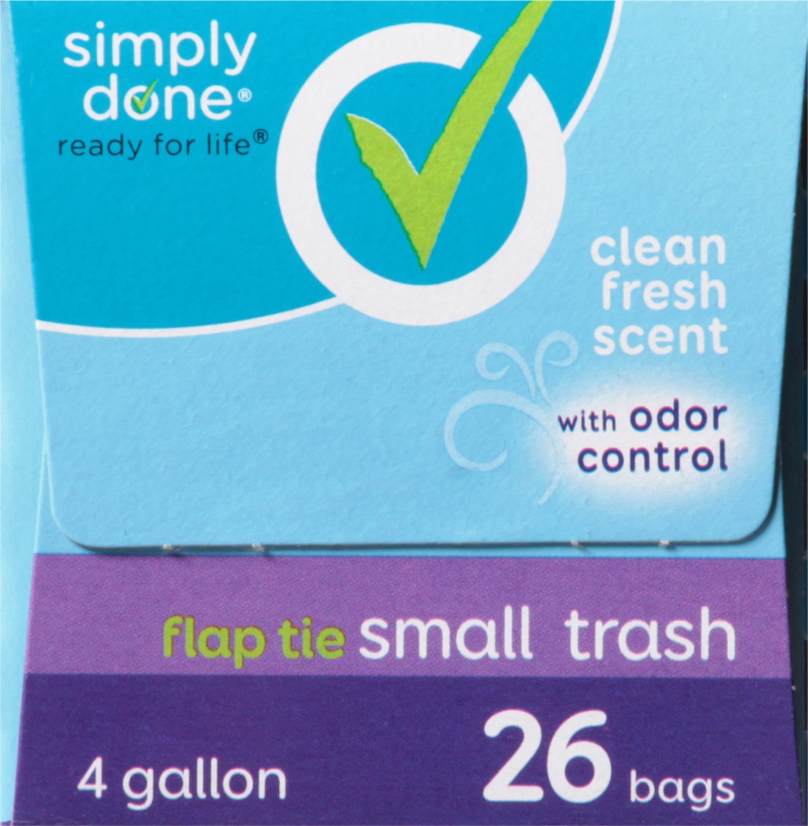 slide 6 of 9, Simply Done 4 Gallon Small Flap Tie Clean Fresh Scent Trash Bag 26 ea, 26 ct