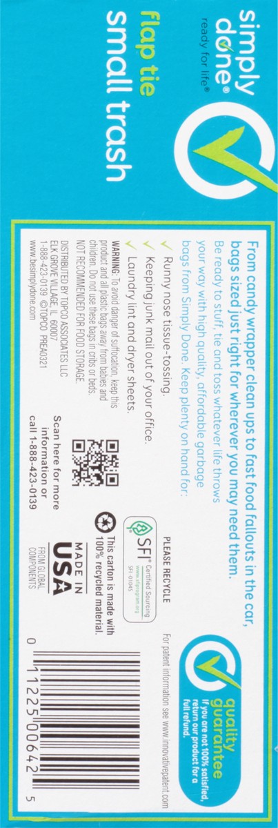 slide 9 of 9, Simply Done 4 Gallon Small Flap Tie Clean Fresh Scent Trash Bag 26 ea, 26 ct