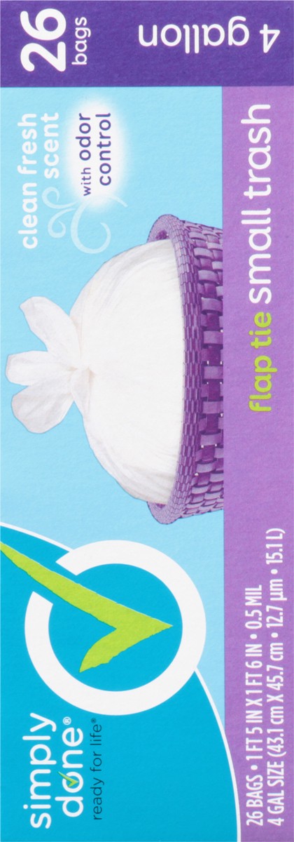 slide 7 of 9, Simply Done 4 Gallon Small Flap Tie Clean Fresh Scent Trash Bag 26 ea, 26 ct
