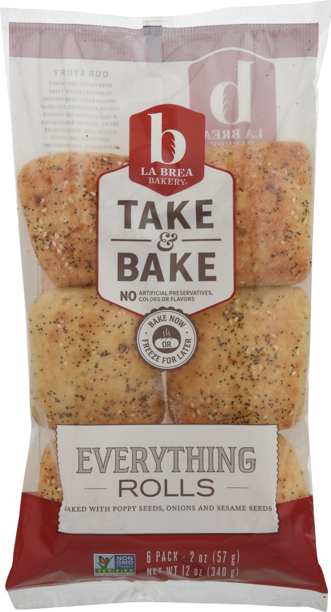 slide 5 of 14, La Brea Bakery Take & Bake 6 Pack Everything Rolls 6 - 2 oz, 6 ct