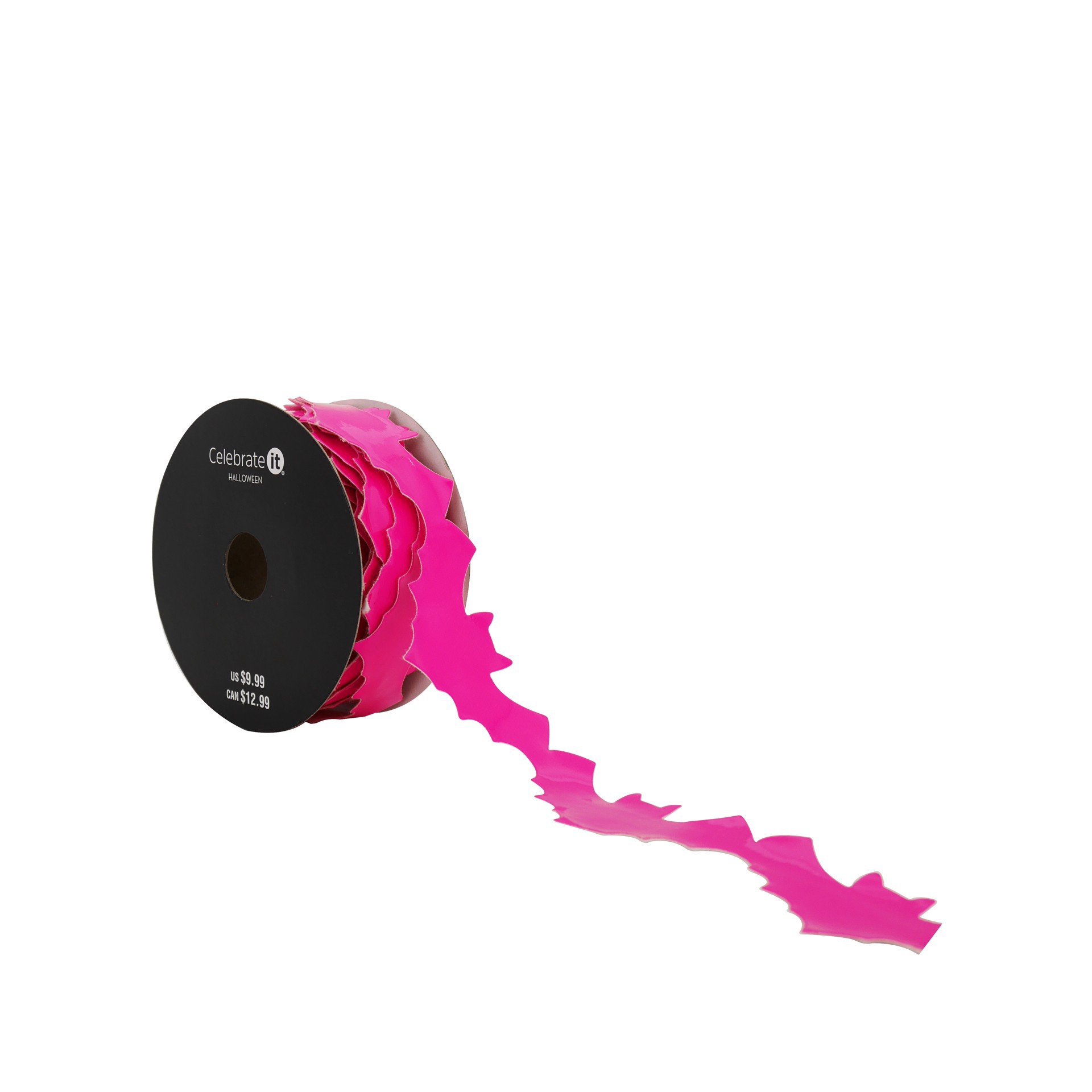 slide 3 of 3, 1.5" X 25ft. Hot Pink Bat Trim Ribbon By Celebrate It Halloween, 1.5 in x 25 ft