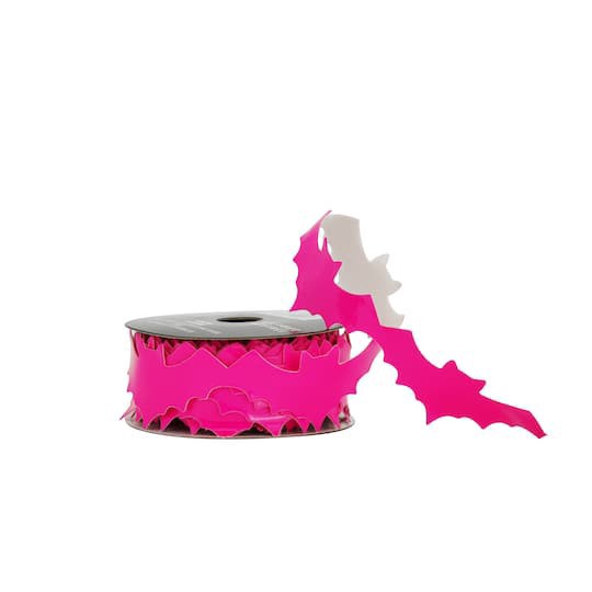 slide 1 of 3, 1.5" X 25ft. Hot Pink Bat Trim Ribbon By Celebrate It Halloween, 1.5 in x 25 ft