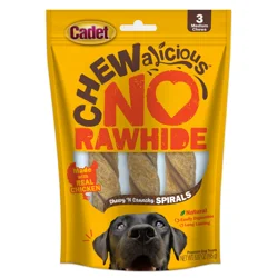 Cadet Chewalicious Chewy 'N Crunchy Rawhide-Free Natural Spirals, Small - 3 Count