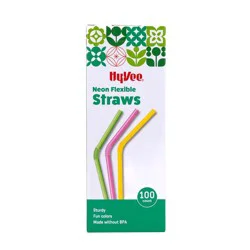 Hy-Vee Neon Flexible Straws - 100 ct