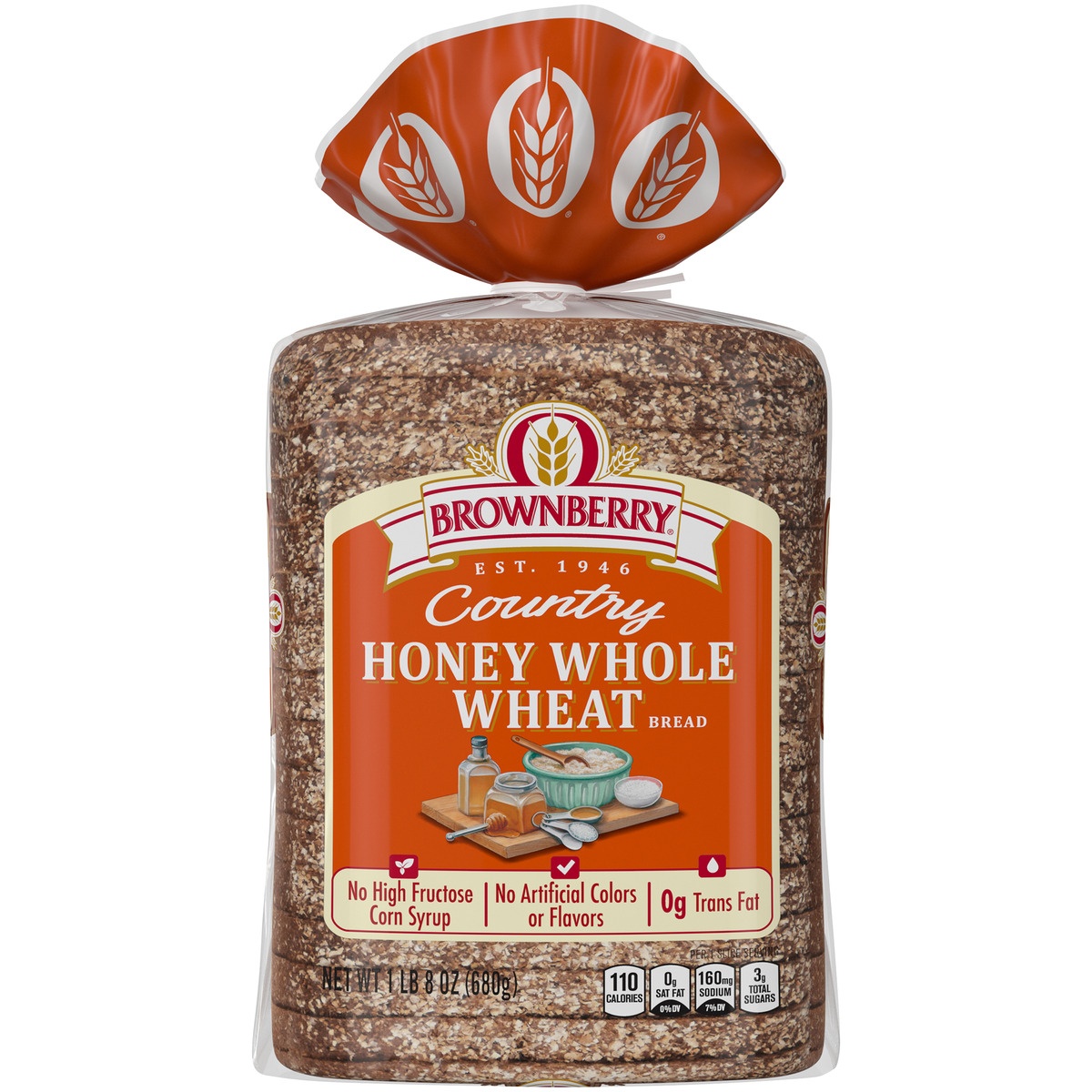 slide 1 of 9, Brownberry Country Honey Whole Wheat Bread, 24 oz