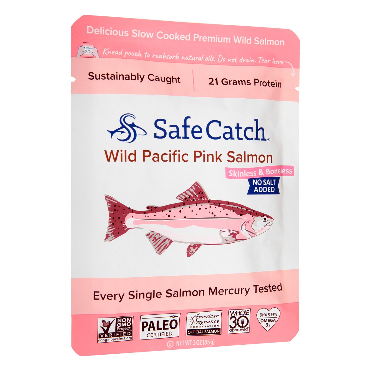 slide 2 of 9, Safe Catch No Salt Added Skinless & Boneless Pink Salmon 3 oz, 3 oz
