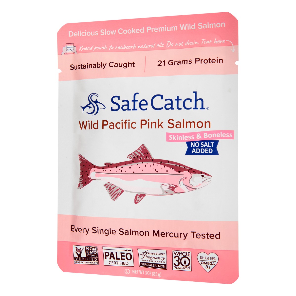 slide 3 of 9, Safe Catch No Salt Added Skinless & Boneless Pink Salmon 3 oz, 3 oz