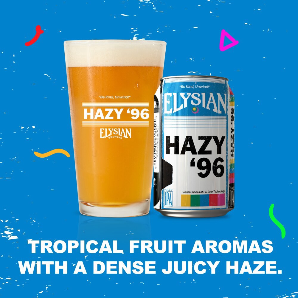slide 2 of 6, Elysian Hazy '96 Hazy IPA Craft Beer, 6 Pack 12 fl oz Cans, 6.1% ABV, 72 fl oz