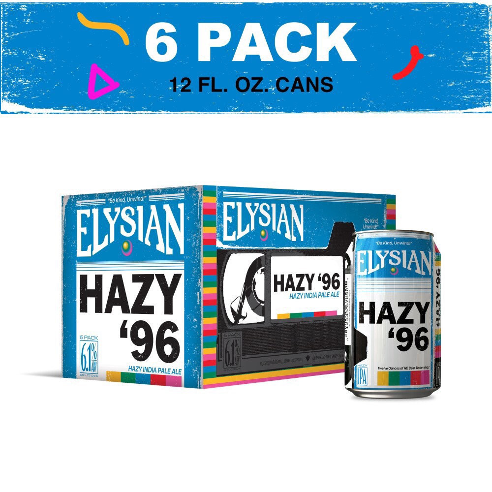 slide 6 of 6, Elysian Hazy '96 Hazy IPA Craft Beer, 6 Pack 12 fl oz Cans, 6.1% ABV, 72 fl oz