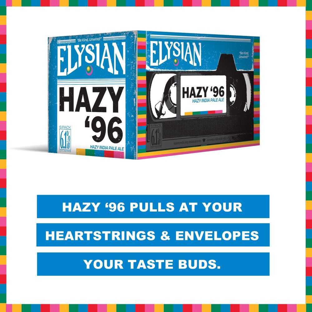 slide 4 of 6, Elysian Hazy '96 Hazy IPA Craft Beer, 6 Pack 12 fl oz Cans, 6.1% ABV, 72 fl oz