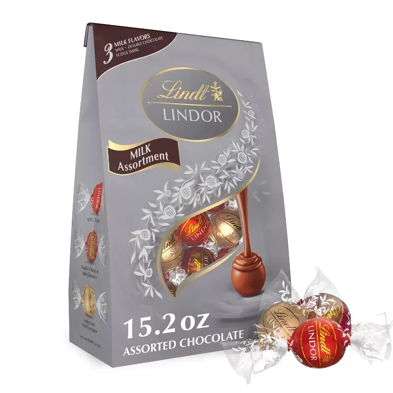 slide 1 of 9, Lindt Lindor Milk Assorted Chocolate Candy Truffles - 15.2 oz, 15.2 oz